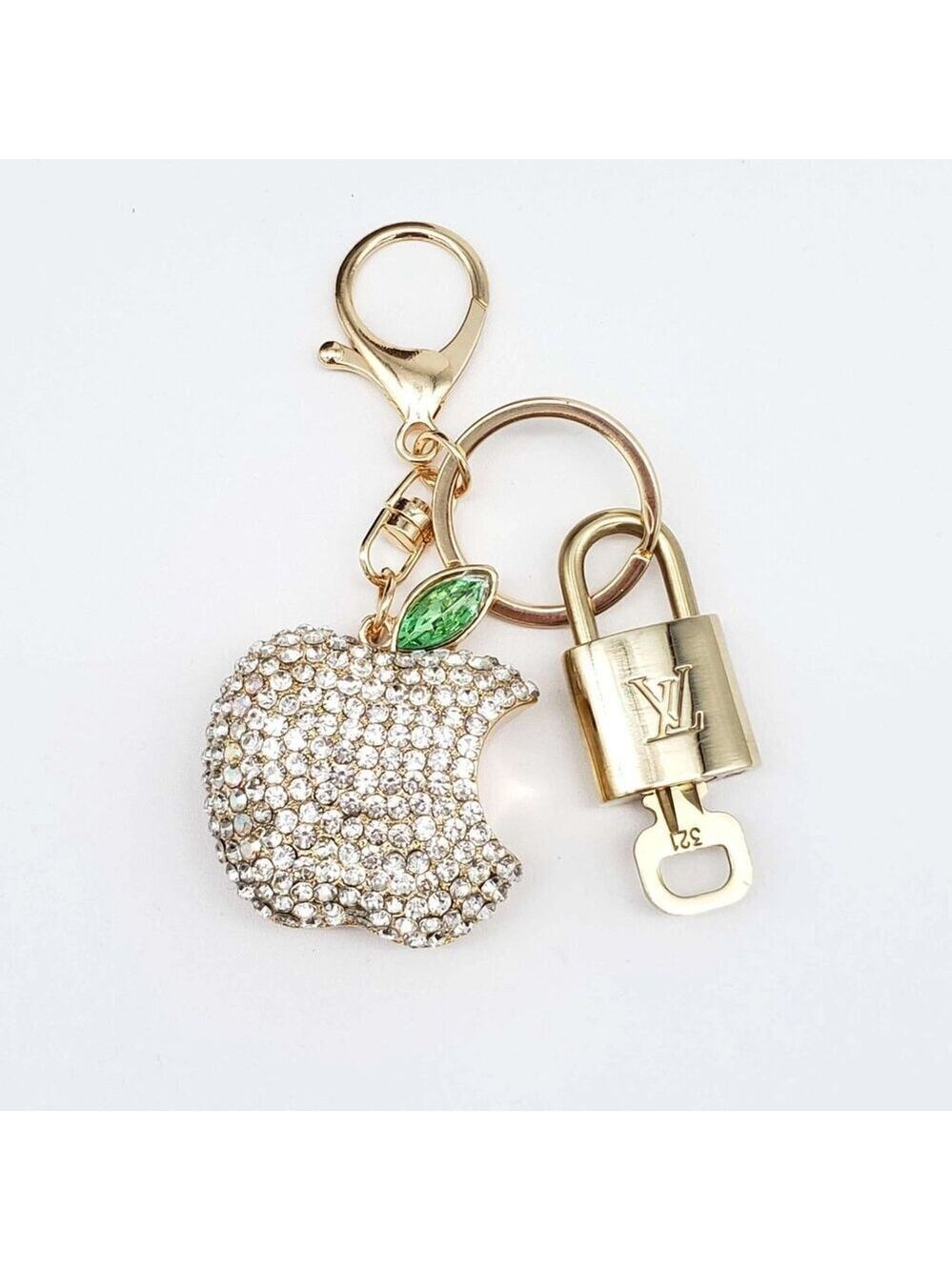 Authentic Louis Vuitton Gold Padlock 🔒Shiny LV Key + Unbranded Apple Bag Charm